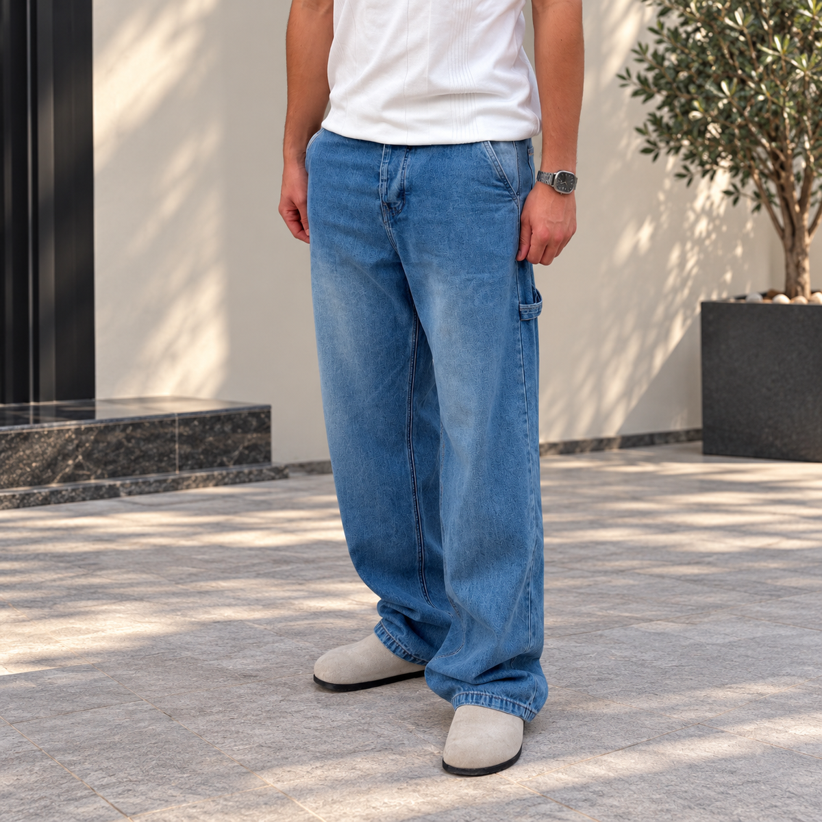 Jean baggy à poche marteau